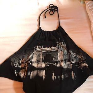 black open back tank top